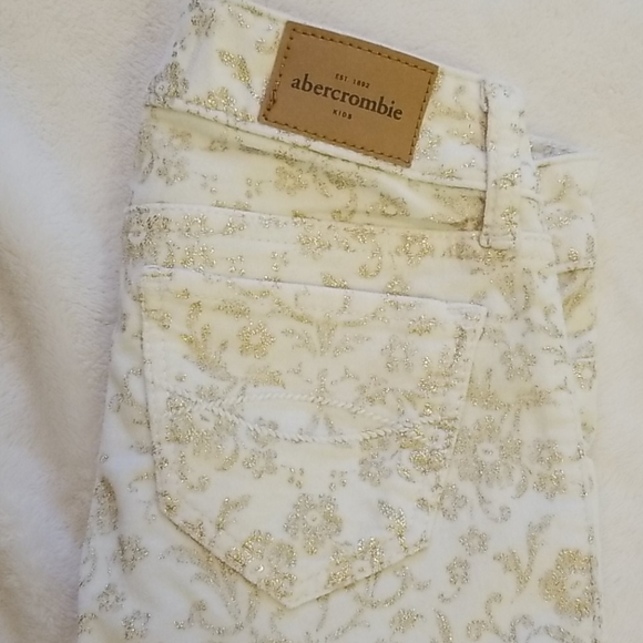 Girl's Abercrombie Kids NEW Cream & Gold Pants 10 - Picture 3 of 7
